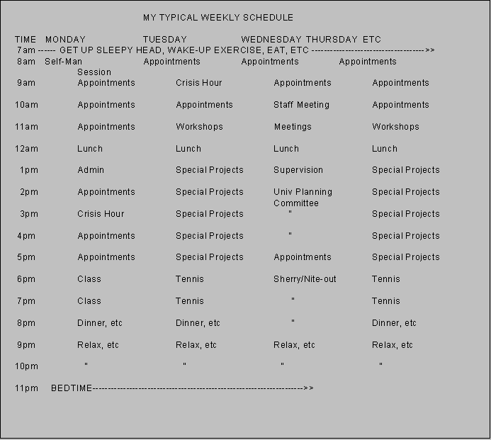 Proposed Weekly Schedule