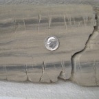 Fractures in more siliceous layers of horizontal core