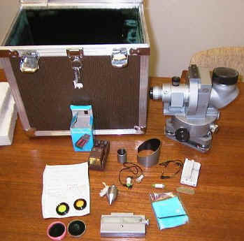 Photo of theodolite case and accessories