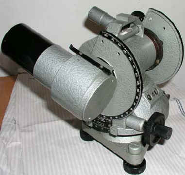 Photo Showing the objective side and vertical circle of an Askania Pilot Balloon Theodolite