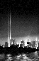 [ Photograph of the twin light towers commemorating the World Trade 
Center after 9/11 ]