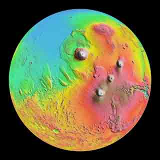 [ MOLA global image of Mars in hypsometric tints ]