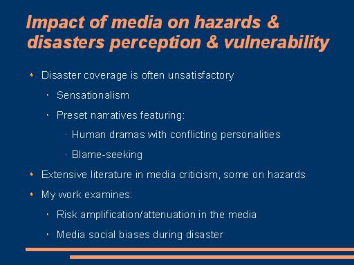 [ slide 5: impact of media on hazards & disaster perception & vulnerability ]
